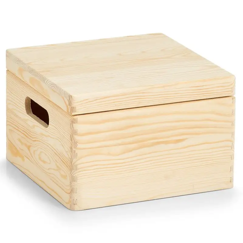 Hit sprzedaży Pojemnik z zamykanym wiekiem, skrzynka sosnowa do przechowywania przedmiotów, niewielkie i solidne pudełko.