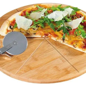 Talerz na pizze z nożykiem, bambusowa tacka na żywność Łatwy zwrot