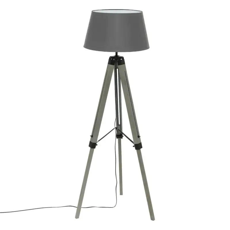 Bezpieczne zakupy Drewniana lampa podłogowa, stojąca z abażurem RUNO lampa na regulowanym statywie, wys. 145 cm