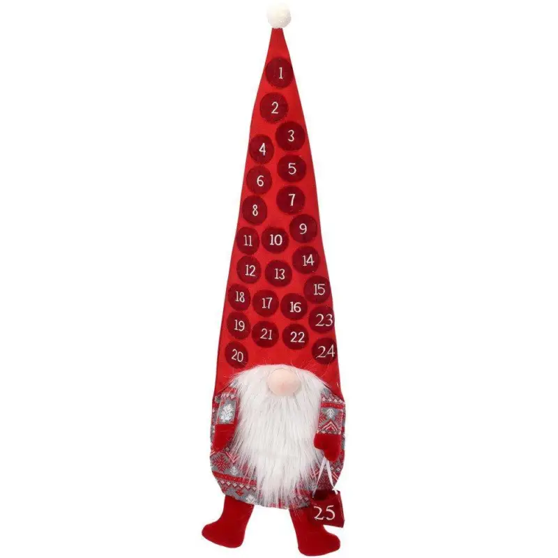Dostępne od ręki Kalendarz adwentowy w kształcie krasnala, 118 cm