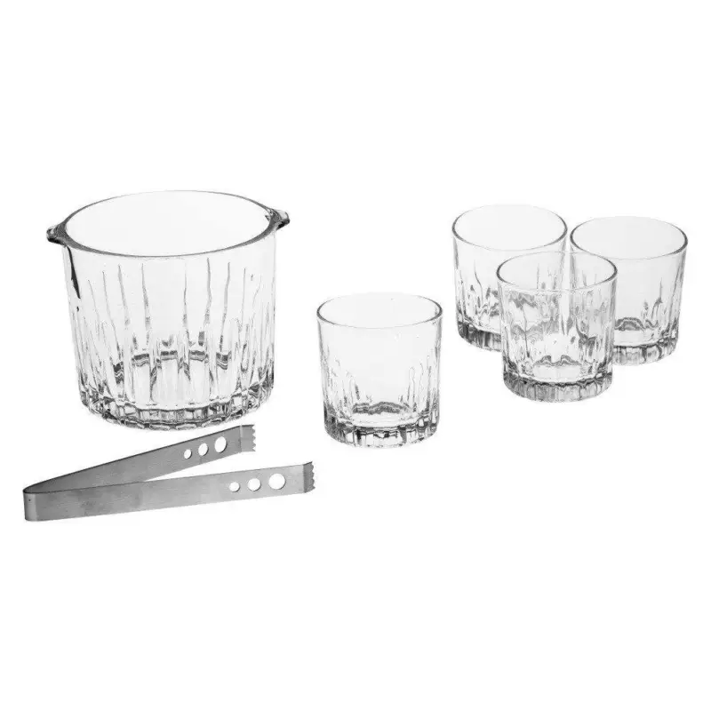 Szklanki do whisky x 2 + kubełek i szczypce, zestaw Ograniczona ilość