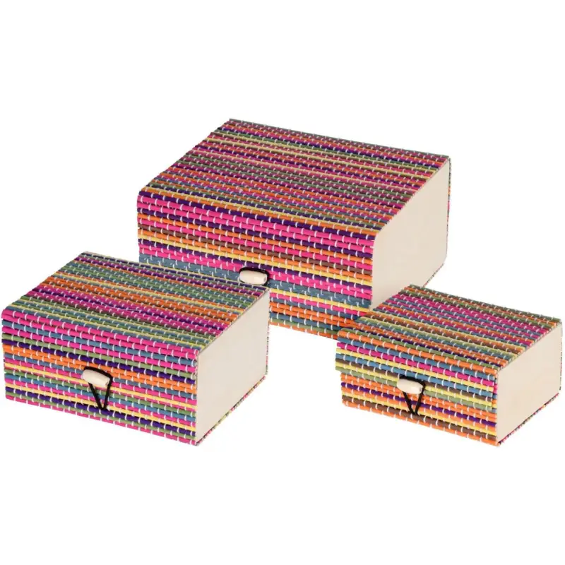 Zestaw 3 pudełek bambusowych z pokrywką, multicolor Dodaj do koszyka