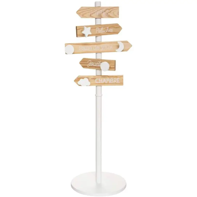 Wieszak dla dzieci z drogowskazami, drewniany, wys. 114 cm Szybka dostawa