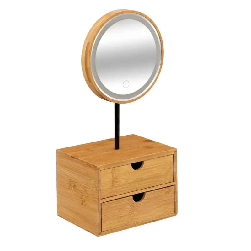 Bambusowy organizer z podświetlanym lusterkiem Tani