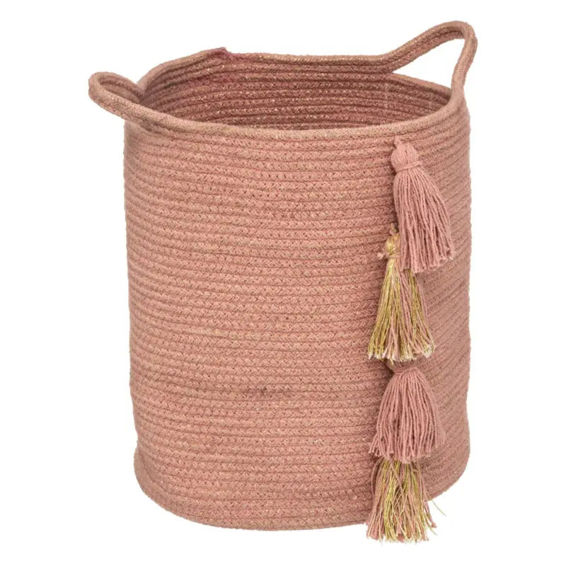 Tani OUTLET Kosz na zabawki z pomponami i wygodnymi uchwytami, Ø 28 cm