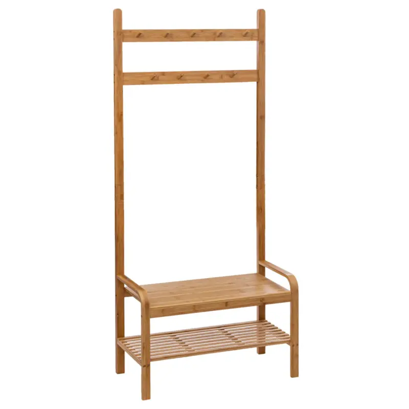 Rabat Wieszak do przedpokoju z siedziskiem i półką, bambus, 170 cm