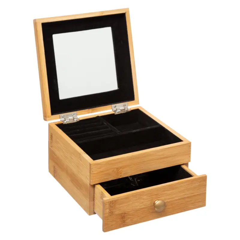 OUTLET Szkatułka na biżuterię BAMBOO z lusterkiem, 15x15x9,5 cm Ostatnia szansa