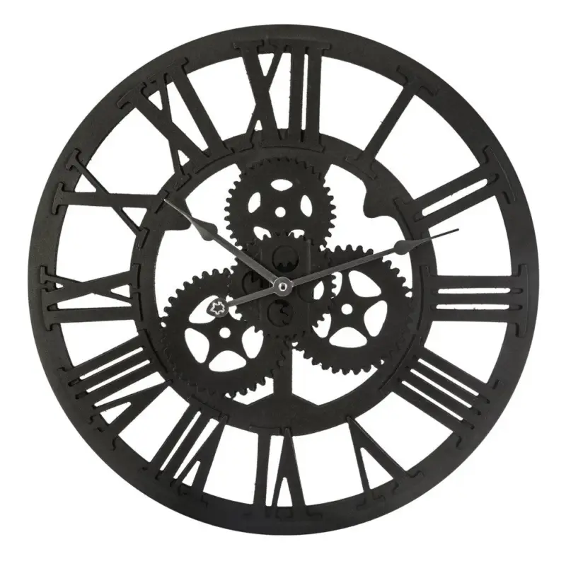 Wyjątkowa oferta OUTLET Drewniany zegar na ścianę, RETRO, czarny