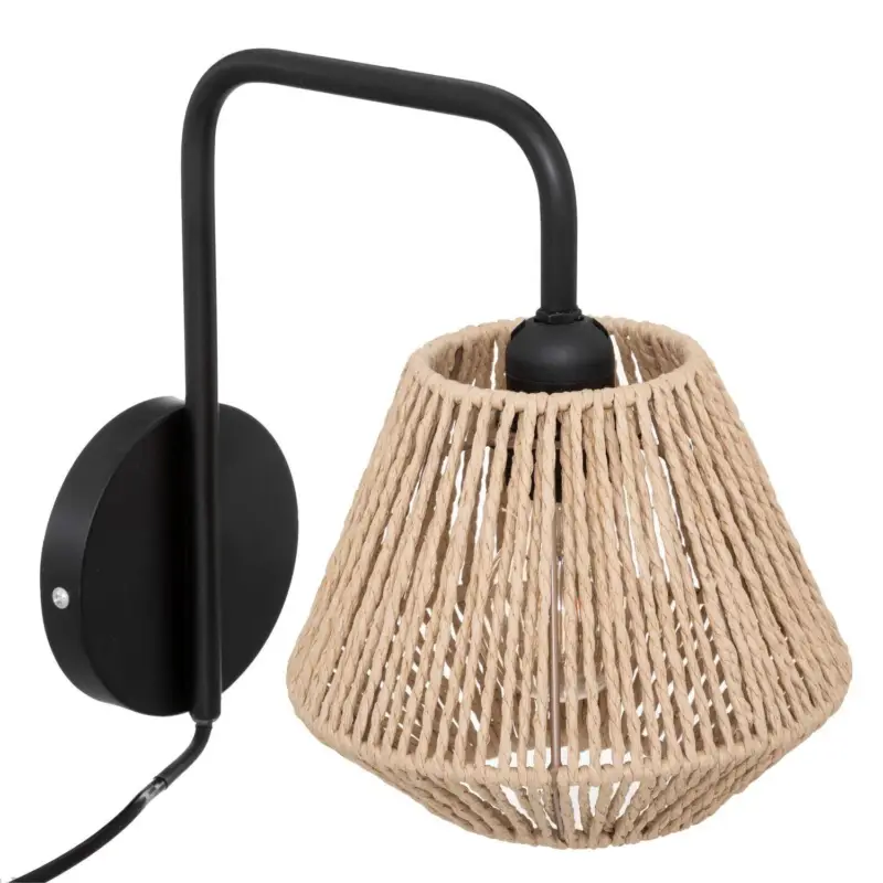 Darmowy zwrot Kinkiet ścienny z abażurem z plecionki Jily, metalowy, Ø 18 cm