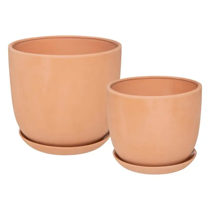 Doniczki ceramiczne z podstawkami Cosy, terakota, 2 sztuki Bestseller