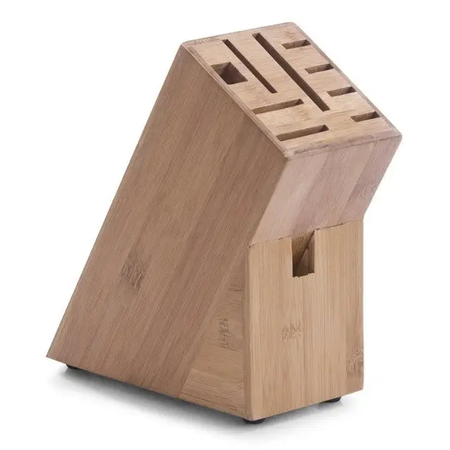 Tani OUTLET Bambusowy stojak na noże, blok do noży - 22x22x9cm