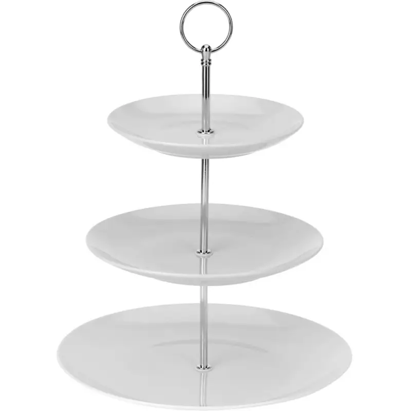 Zamów teraz OUTLET Okrągła patera na ciasta, torty, owoce - 3-poziomy, ceramiczna