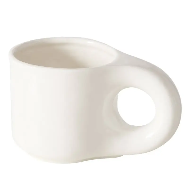 Biały kubek ceramiczny THIAGO, szerokie ucho, 250 ml Zamów dziś