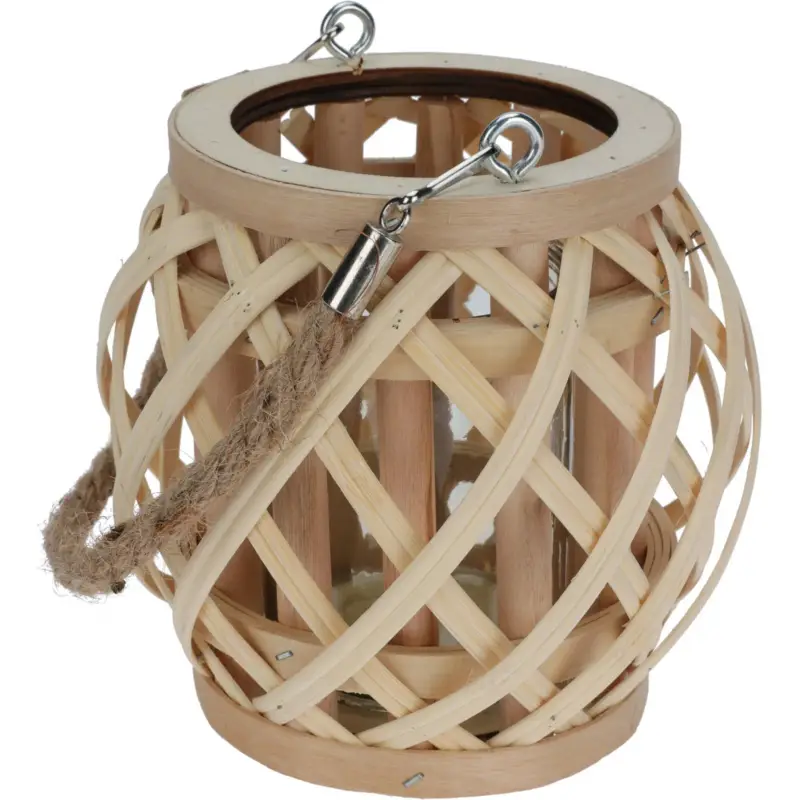 Hit cenowy Bambusowy lampion z jutowych uchwytem, naturalny