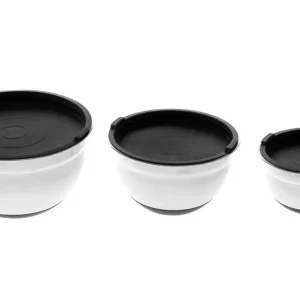 Niska cena Zestaw metalowych misek z przykrywkami, 4 l, 2 l i 1,3 l