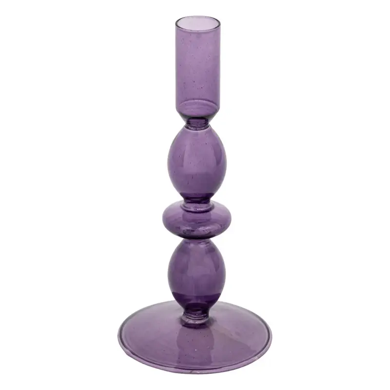 Nowość Świecznik szklany purpurowy CRISTAL, 19,5 cm