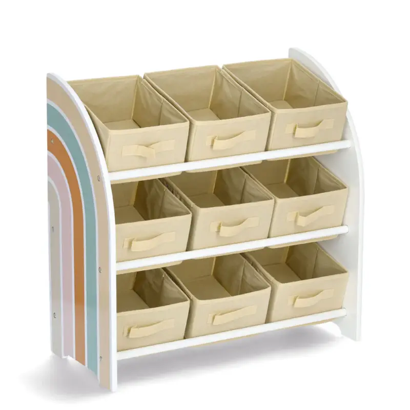 OUTLET Regał dla dzieci z tekstylnymi pudełkami RAINBOW, MDF Zniżka