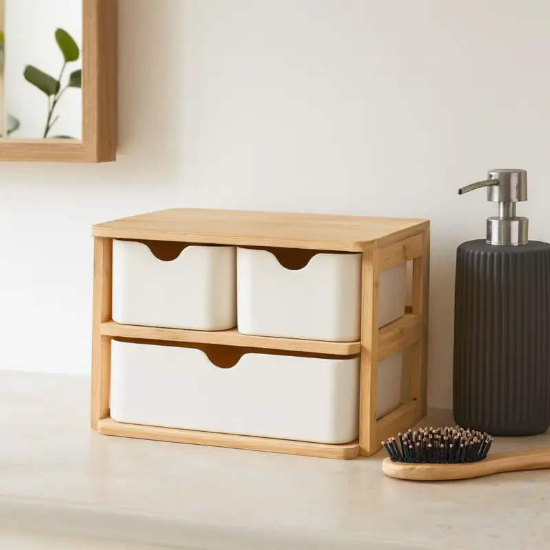 Oferta Organizer bambusowy z 3 szufladami LADEN, 19,5 x 15 cm