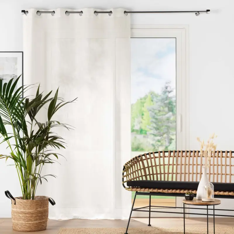 Firanka na przelotkach HALTONA NATURAL, 140 x 280 cm, efekt lnu Rabat
