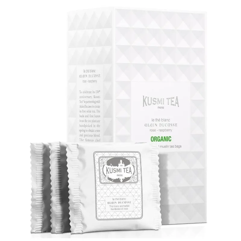 Ostatnie sztuki Biała herbata ALAIN DUCASSE, 20 muślinowych torebek herbaty, Kusmi Tea
