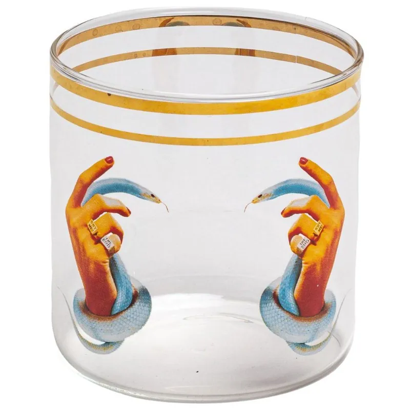 Darmowy zwrot Szklanka do wody TOILETPAPER HANDS WITH SNAKES 8,5 cm, Seletti