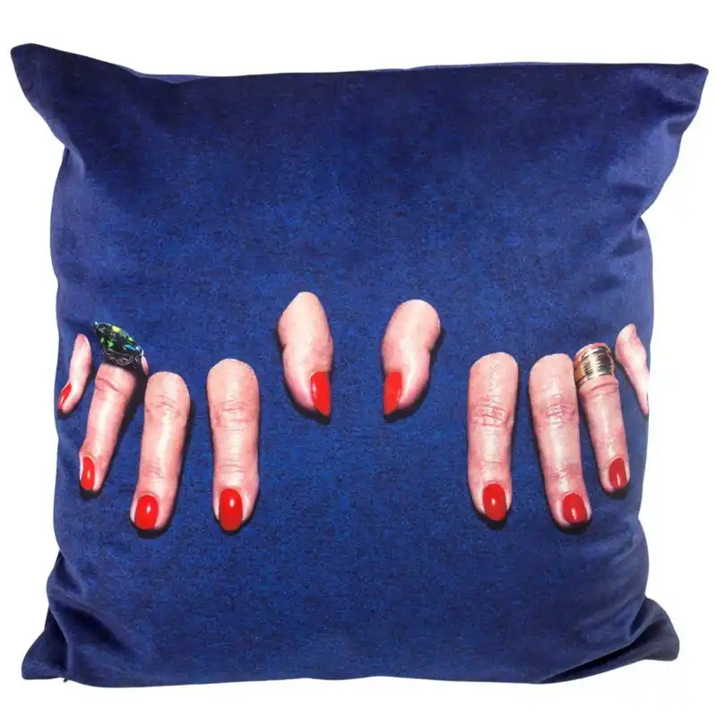 Poduszka dekoracyjna TOILETPAPER FINGERS 50 x 50 cm, niebieska, Seletti Kup online
