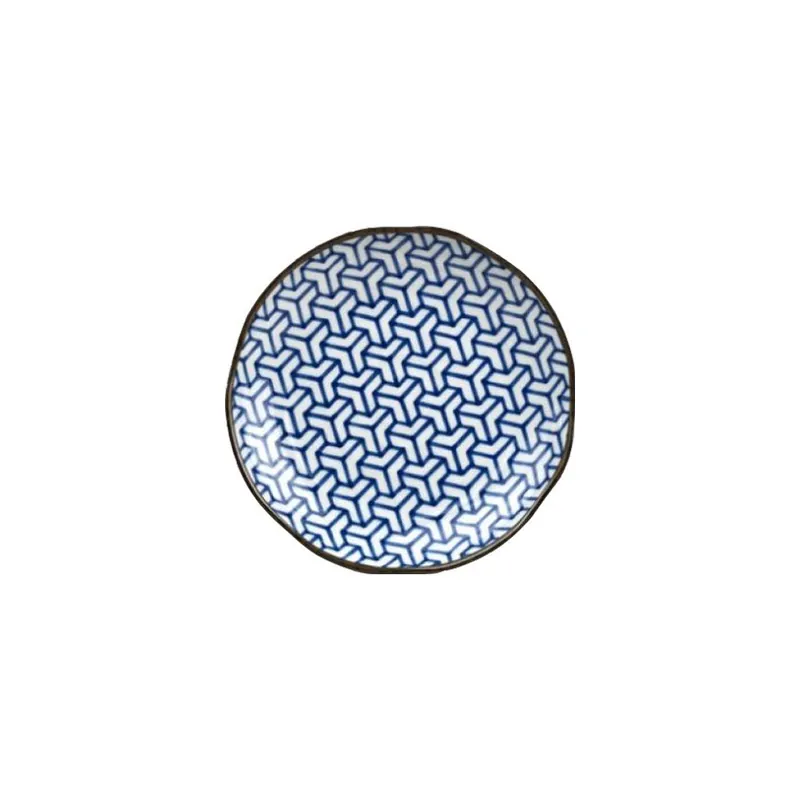Bezpieczne zakupy Płytki talerz HERRINGBONE INDIGO IKAT 23 cm, niebieski, MIJ