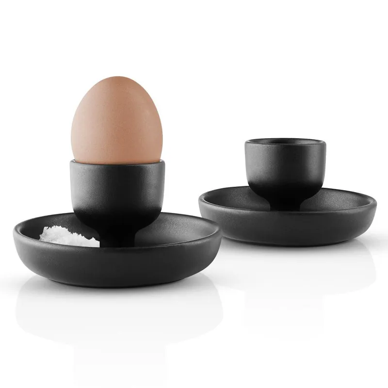 Ostatnia szansa Kieliszek do jajka NORDIC KITCHEN 11 cm, zestaw 2 szt., czarny, kamionka, Eva Solo
