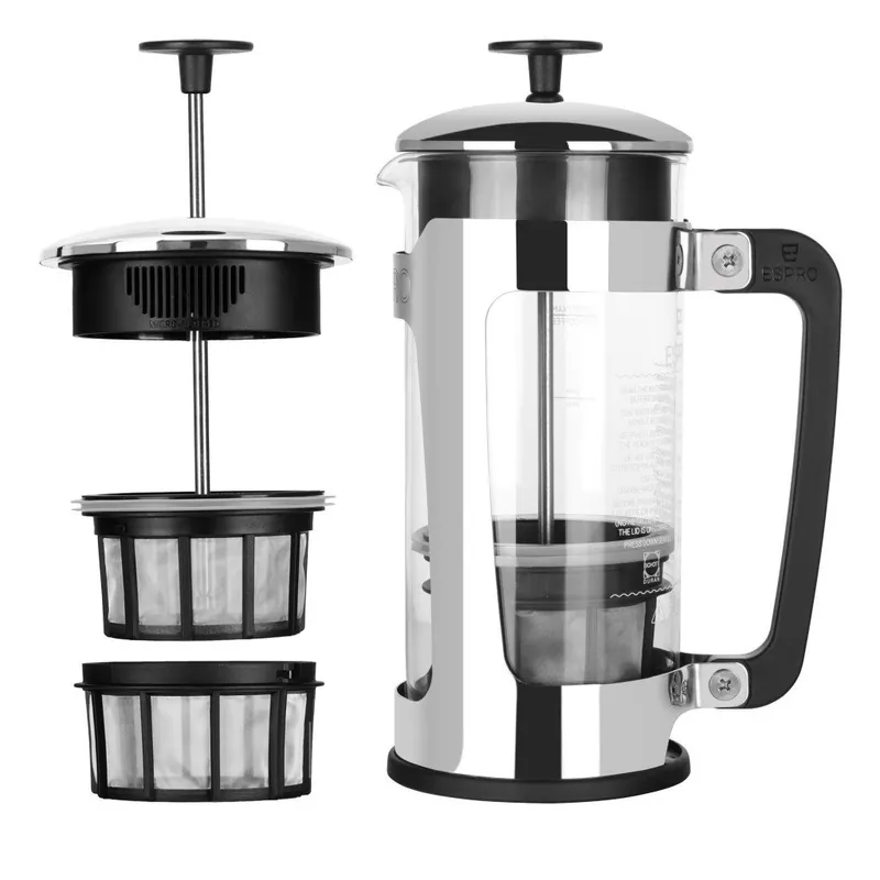 Do wyczerpania zapasów Zaparzacz do kawy French press PRESS P5 530 ml, srebrny, szkło / polerowany stal nierdzewna, Espro