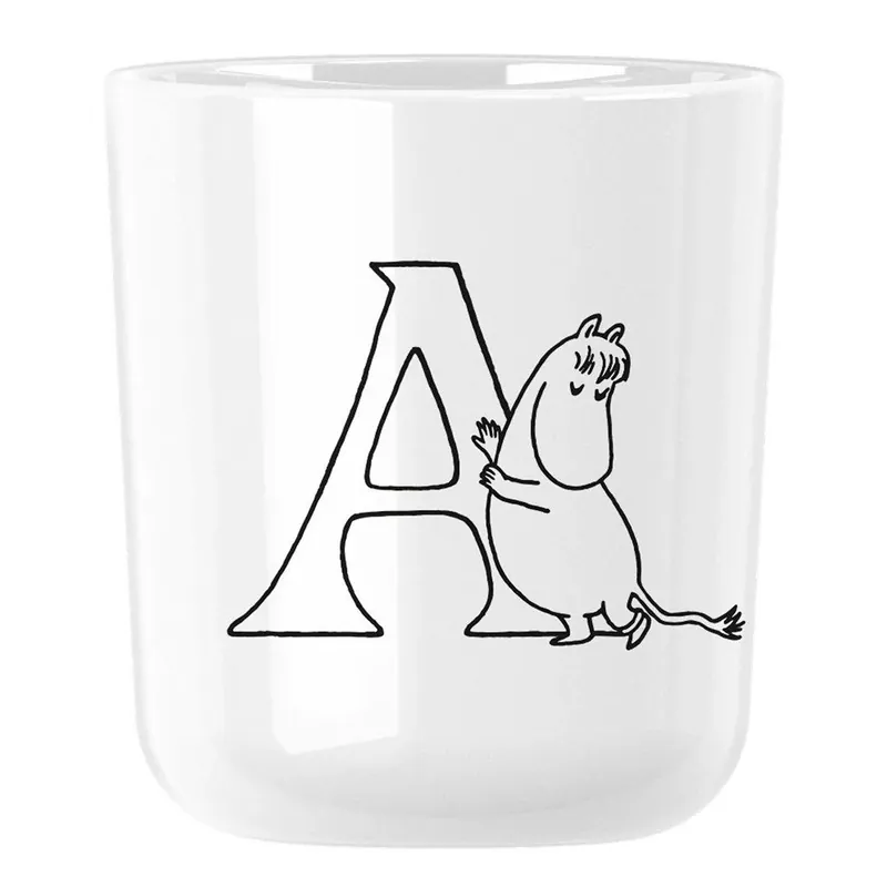 Bezpieczna płatność Plastikowy kubek MOOMIN ABC 200 ml, litera A, biały, RIG-TIG