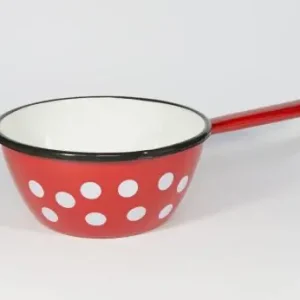 Oferta czasowa Rondel emaliowany stożkowy czerwony w grochy 14 cm Elo Pol