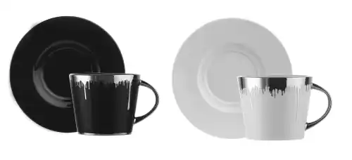 2 x FILIŻANKA ZE SPODKIEM 200 ml ZESTAW FILIŻANEK DO KAWY HERBATY PREZENT Tani