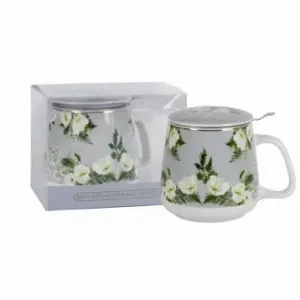 Dostępne od ręki Kubek porcelanowy z metalowym zaparzaczem i pokrywką 500 ml
