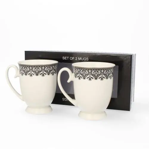 LIVELLO Kubek Porcelanowy Do Kawy Herbaty Zestaw 2 Kubki Na Prezent 350 ml Wysoka jakość