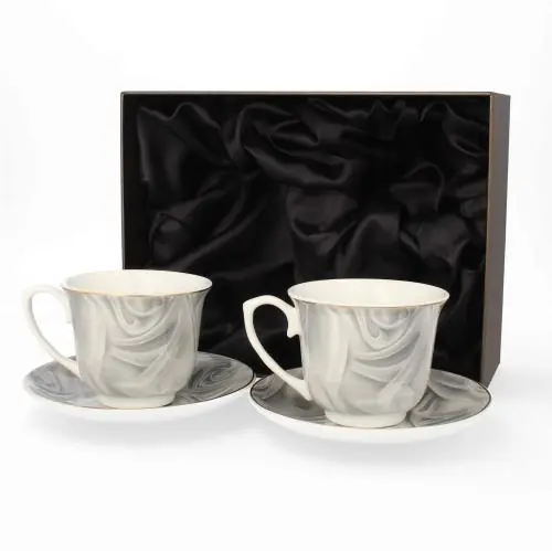 2 x Filiżanka Ze Spodkiem Do Kawy 250 ml Zestaw Kawowy Porcelana Livello Super okazja