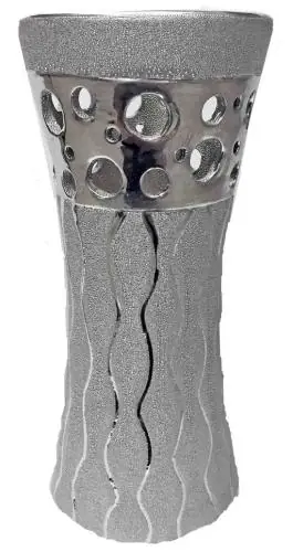 Super okazja LIVELLO Wazon Na Kwiaty Ceramiczny Dekoracyjny Nowoczesny 25 cm SREBRNY