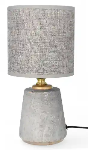 Nowy LAMPA CERAMICZNA LIVELLO 26,5 CM SZARA LAMPKA NOCNA Z KABLEM ABAŻUR