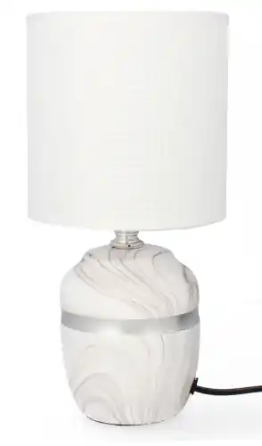 Wysoka jakość LAMPA CERAMICZNA LIVELLO 26,5 CM BIAŁA LAMPKA NOCNA Z KABLEM ABAŻUR