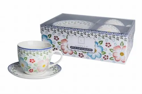 2 x Filiżanka Ze Spodkiem Do Kawy 250 ml Zestaw Kawowy Porcelana Livello Hit cenowy