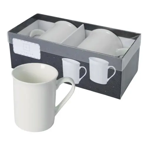 Zestaw 2 x kubek porcelanowy ozdobne pudełko 350 ml Livello biały Ekspresowa dostawa