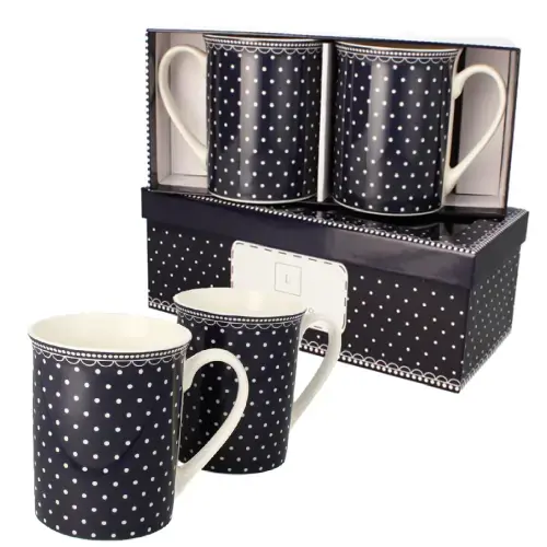 Zestaw 2 x kubek porcelanowy ozdobne pudełko prezent 350 ml Livello kropki Oferta czasowa