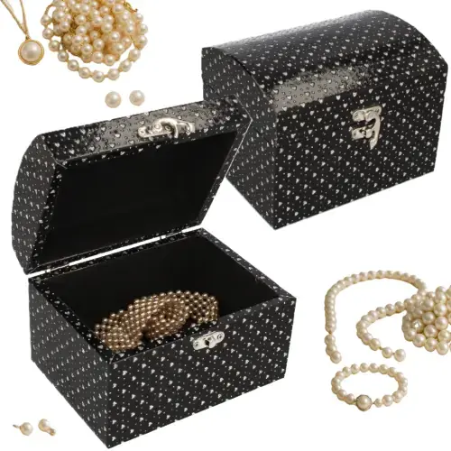 Kuferek na biżuterię zdobiony Livello elegancki czarny 16cm x 12cm x11cm Do wyczerpania zapasów