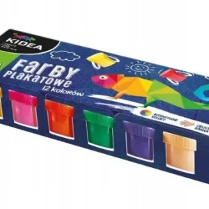 Zniżka Farby plakatowe szkolne 12 kolorów 20 ml Kidea