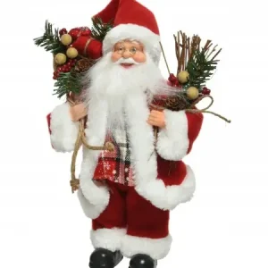Bezpieczne zakupy Święty Mikołaj figurka świąteczna czerwona 45 cm