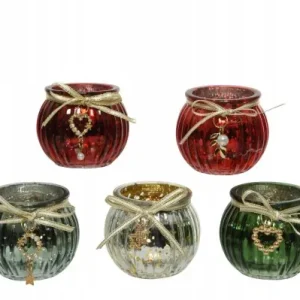 Bezpieczne zakupy Świecznik szklany świąteczny na tealight 5,5 cm