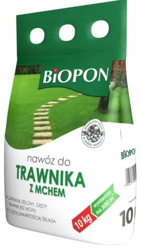 Biopon Nawóz do trawników z mchem z żelazem 10 kg Darmowy zwrot