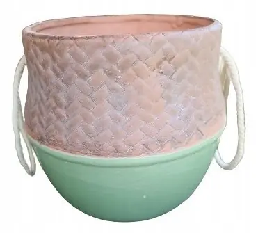 Ostatnie sztuki Osłonka ceramiczna zielona gliniana boho 13 cm