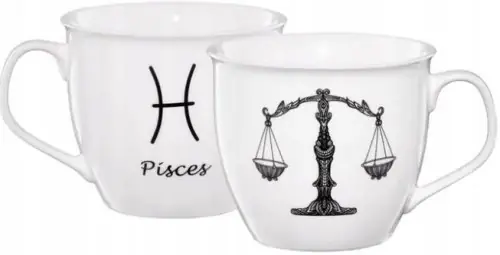 Kubek zodiak waga porcelanowy biały 550 ml Szybka dostawa