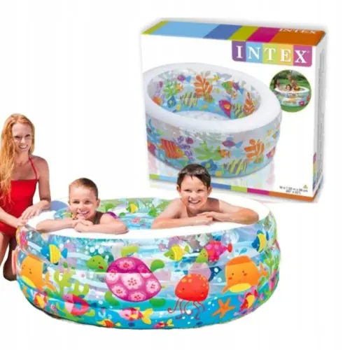 Oferta limitowana Basen dmuchany ogrodowy dla dzieci rybki 156 x 52 cm