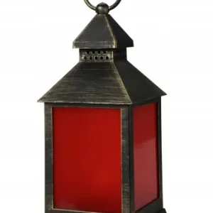 Latarnia świąteczna z płomieniem LED czarna 23x10 cm Wyjątkowa oferta